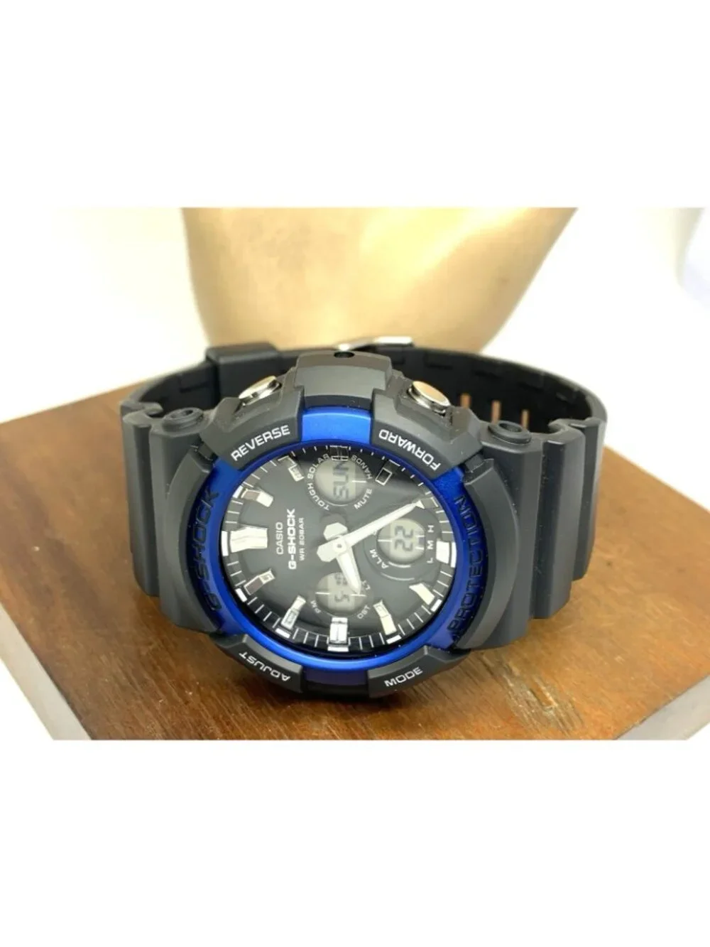 Casio Mens Watch G-Shock GAS100 Black Blue Resin Analog Digital Tough Solar 5445
